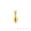 INTERNALLY THREADED GOLD PVD PLATED OVER 316L SURGICAL STEEL LABRET/MONROE WITH PRESS FIT GEM
